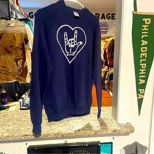 Vintage Mens XL Navy Blue All You Need Is Live Crewneck Sweatshirt